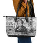 Ida B. Wells Leather Tote Bag with Newspaper Collage Design Powerful Portrait Civil Rights and Free Press Tribute - African Pride