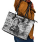 Ida B. Wells Leather Tote Bag with Newspaper Collage Design Powerful Portrait Civil Rights and Free Press Tribute - African Pride