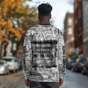 Ida B. Wells Long Sleeve Shirt with Newspaper Collage Design Powerful Portrait Civil Rights and Free Press Tribute - African Pride