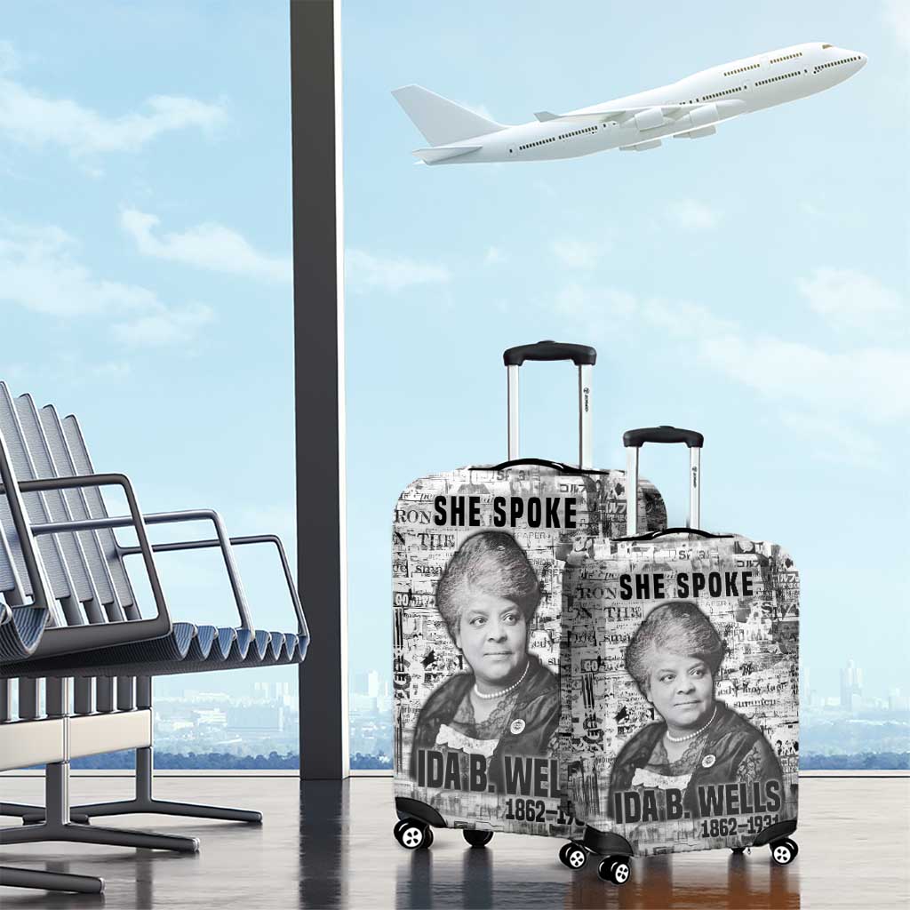 Ida B. Wells Luggage Cover with Newspaper Collage Design Powerful Portrait Civil Rights and Free Press Tribute - African Pride