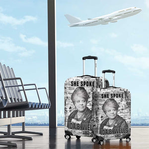 Ida B. Wells Luggage Cover with Newspaper Collage Design Powerful Portrait Civil Rights and Free Press Tribute - African Pride