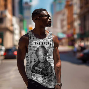 Ida B. Wells Men Tank Top with Newspaper Collage Design Powerful Portrait Civil Rights and Free Press Tribute - African Pride