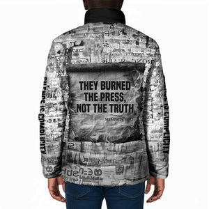Ida B. Wells Padded Jacket with Newspaper Collage Design Powerful Portrait Civil Rights and Free Press Tribute - African Pride