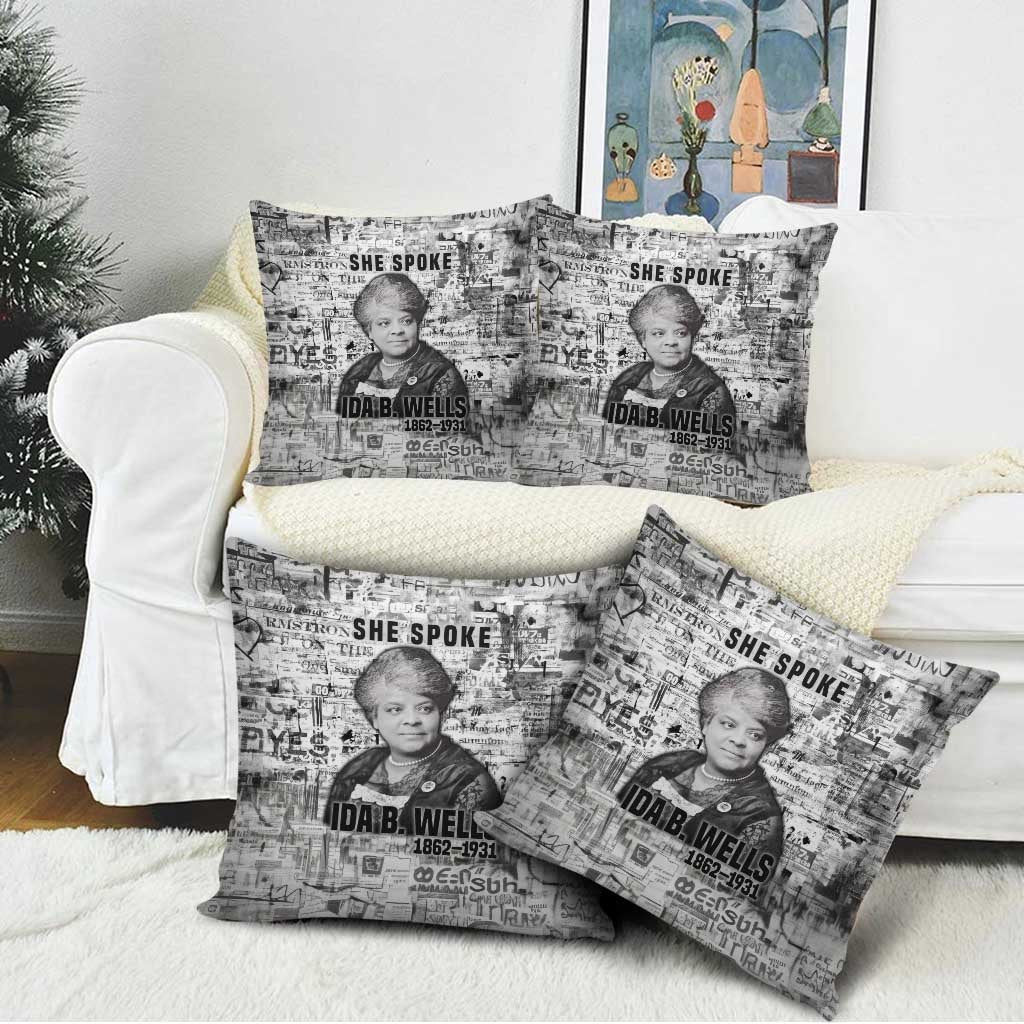 Ida B. Wells Pillow Cover with Newspaper Collage Design Powerful Portrait Civil Rights and Free Press Tribute - African Pride