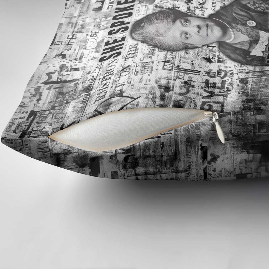 Ida B. Wells Pillow Cover with Newspaper Collage Design Powerful Portrait Civil Rights and Free Press Tribute - African Pride