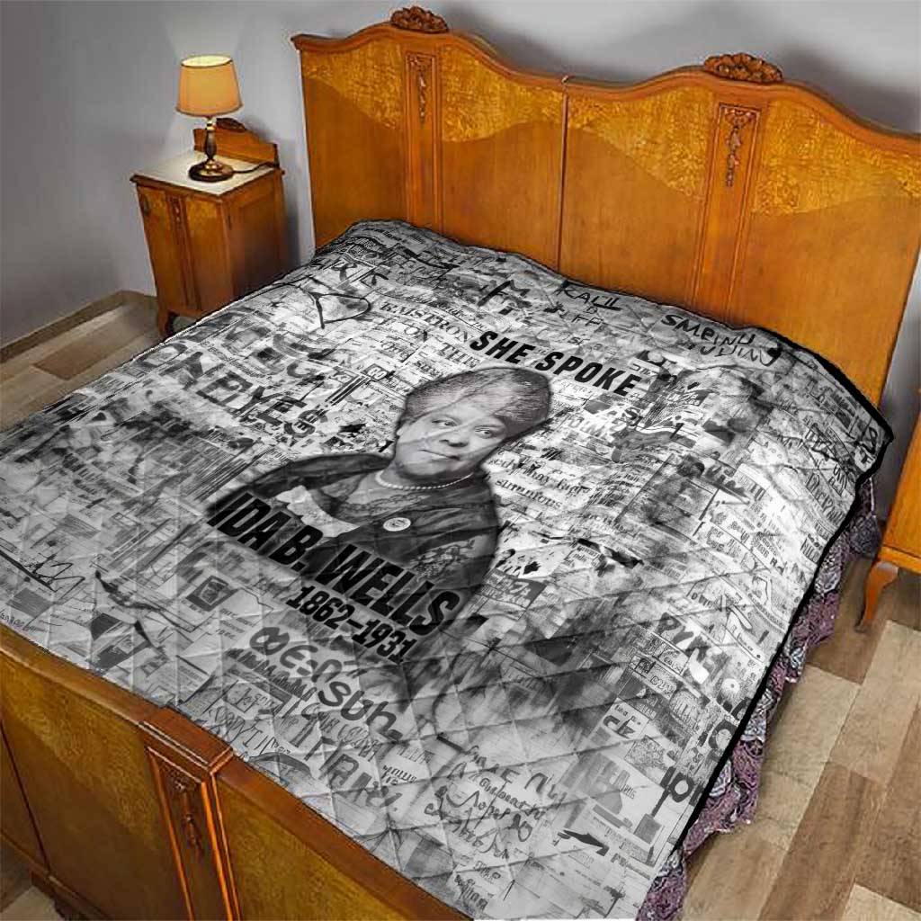 Ida B. Wells Quilt with Newspaper Collage Design Powerful Portrait Civil Rights and Free Press Tribute - African Pride