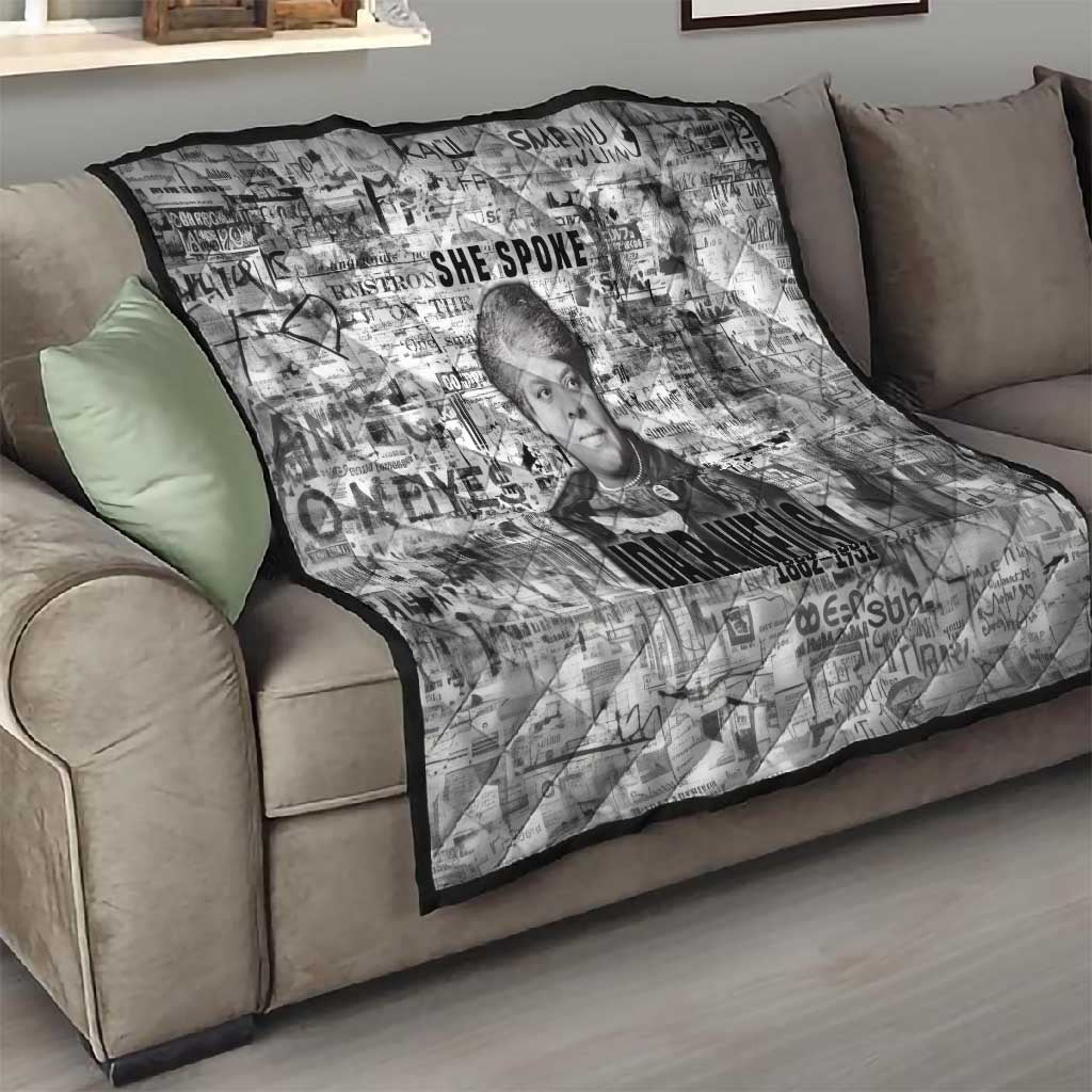 Ida B. Wells Quilt with Newspaper Collage Design Powerful Portrait Civil Rights and Free Press Tribute - African Pride
