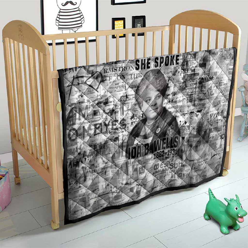 Ida B. Wells Quilt with Newspaper Collage Design Powerful Portrait Civil Rights and Free Press Tribute - African Pride