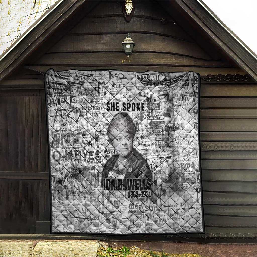 Ida B. Wells Quilt with Newspaper Collage Design Powerful Portrait Civil Rights and Free Press Tribute - African Pride