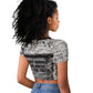 Ida B. Wells Raglan Cropped T shirt with Newspaper Collage Design Powerful Portrait Civil Rights and Free Press Tribute - African Pride