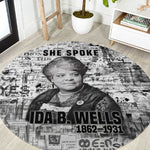 Ida B. Wells Round Carpet with Newspaper Collage Design Powerful Portrait Civil Rights and Free Press Tribute - African Pride