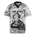 Ida B. Wells Rugby Jersey with Newspaper Collage Design Powerful Portrait Civil Rights and Free Press Tribute - African Pride