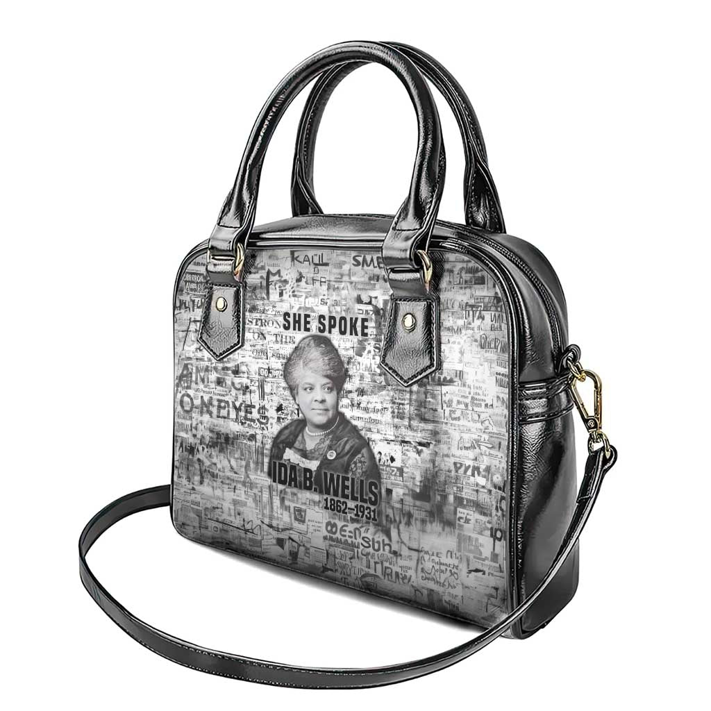 Ida B. Wells Shoulder Handbag with Newspaper Collage Design Powerful Portrait Civil Rights and Free Press Tribute - African Pride