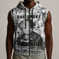 Ida B. Wells Sleeveless Zip Hoodie with Newspaper Collage Design Powerful Portrait Civil Rights and Free Press Tribute - African Pride