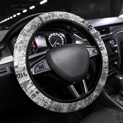 Ida B. Wells Steering Wheel Cover with Newspaper Collage Design Powerful Portrait Civil Rights and Free Press Tribute - African Pride