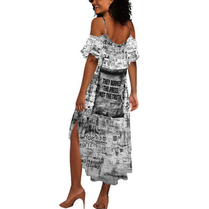 Ida B. Wells Summer Maxi Dress with Newspaper Collage Design Powerful Portrait Civil Rights and Free Press Tribute - African Pride