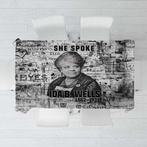 Ida B. Wells Tablecloth with Newspaper Collage Design Powerful Portrait Civil Rights and Free Press Tribute - African Pride