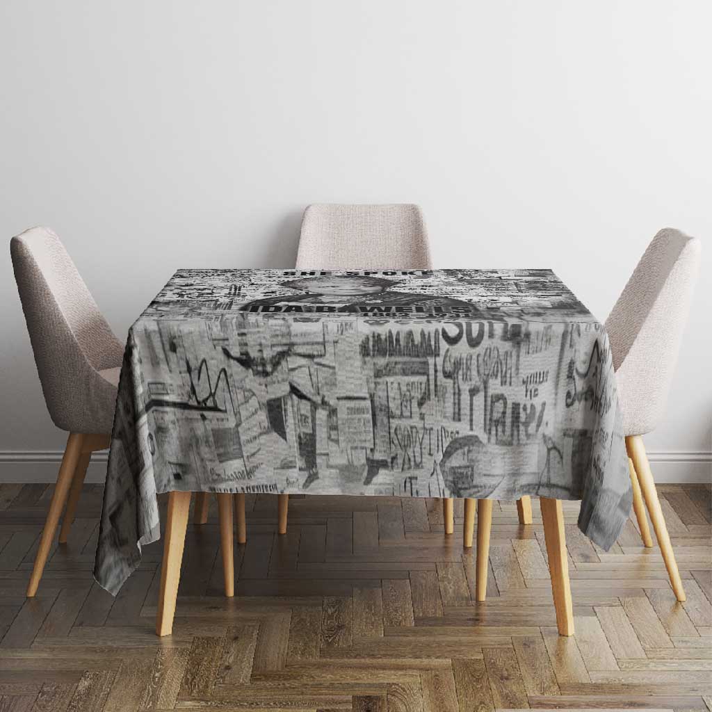 Ida B. Wells Tablecloth with Newspaper Collage Design Powerful Portrait Civil Rights and Free Press Tribute - African Pride