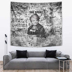 Ida B. Wells Tapestry with Newspaper Collage Design Powerful Portrait Civil Rights and Free Press Tribute - African Pride