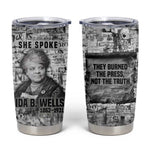 Ida B. Wells Tumbler Cup with Newspaper Collage Design Powerful Portrait Civil Rights and Free Press Tribute - African Pride
