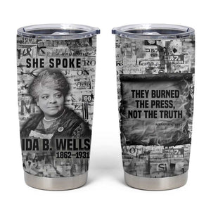 Ida B. Wells Tumbler Cup with Newspaper Collage Design Powerful Portrait Civil Rights and Free Press Tribute - African Pride
