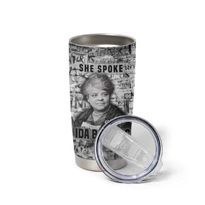 Ida B. Wells Tumbler Cup with Newspaper Collage Design Powerful Portrait Civil Rights and Free Press Tribute - African Pride