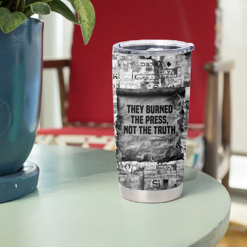 Ida B. Wells Tumbler Cup with Newspaper Collage Design Powerful Portrait Civil Rights and Free Press Tribute - African Pride