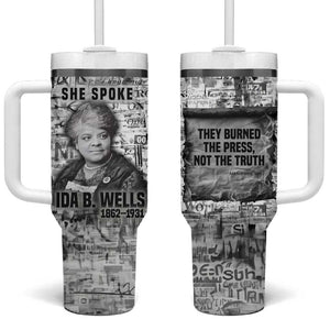 Ida B. Wells Tumbler With Handle with Newspaper Collage Design Powerful Portrait Civil Rights and Free Press Tribute - African Pride