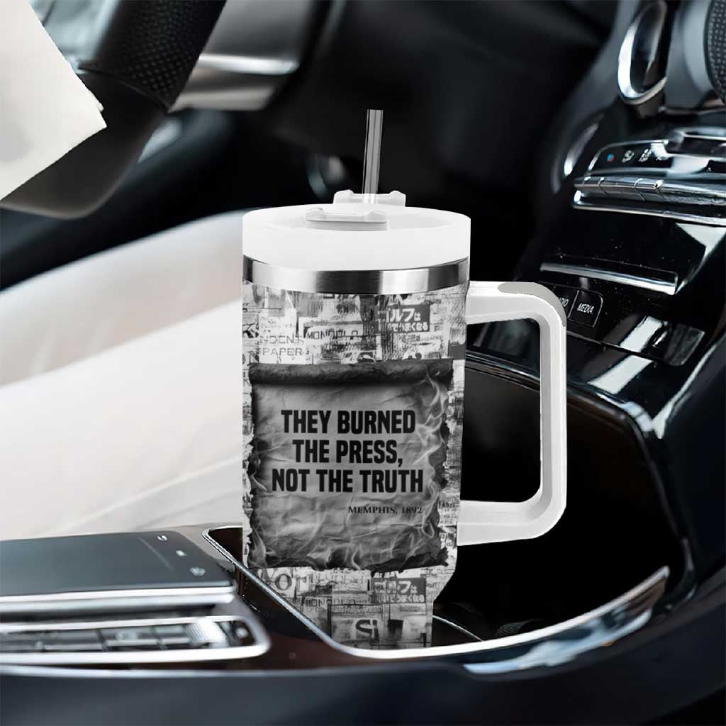 Ida B. Wells Tumbler With Handle with Newspaper Collage Design Powerful Portrait Civil Rights and Free Press Tribute - African Pride