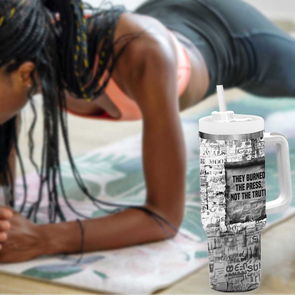 Ida B. Wells Tumbler With Handle with Newspaper Collage Design Powerful Portrait Civil Rights and Free Press Tribute - African Pride