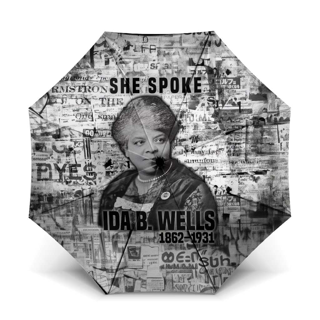 Ida B. Wells Umbrella with Newspaper Collage Design Powerful Portrait Civil Rights and Free Press Tribute - African Pride