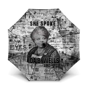 Ida B. Wells Umbrella with Newspaper Collage Design Powerful Portrait Civil Rights and Free Press Tribute - African Pride