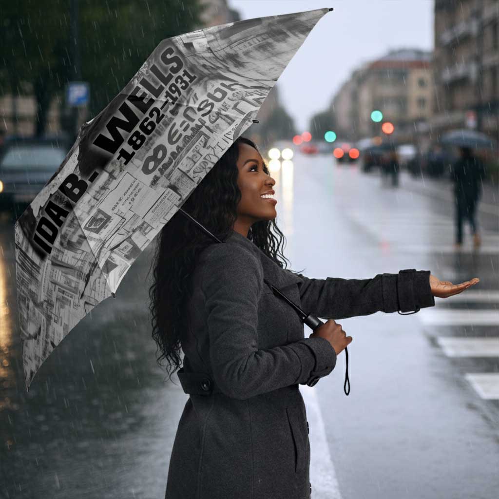 Ida B. Wells Umbrella with Newspaper Collage Design Powerful Portrait Civil Rights and Free Press Tribute - African Pride