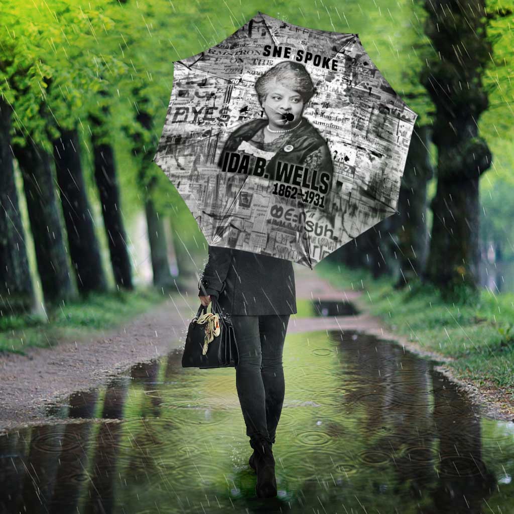 Ida B. Wells Umbrella with Newspaper Collage Design Powerful Portrait Civil Rights and Free Press Tribute - African Pride