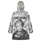 Ida B. Wells Wearable Blanket Hoodie with Newspaper Collage Design Powerful Portrait Civil Rights and Free Press Tribute - African Pride