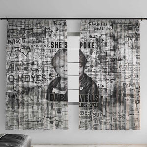 Ida B. Wells Window Curtain with Newspaper Collage Design Powerful Portrait Civil Rights and Free Press Tribute - African Pride