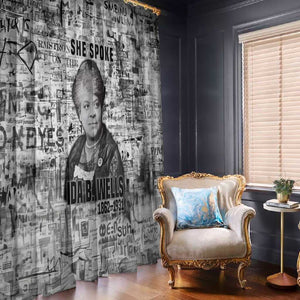 Ida B. Wells Window Curtain with Newspaper Collage Design Powerful Portrait Civil Rights and Free Press Tribute - African Pride
