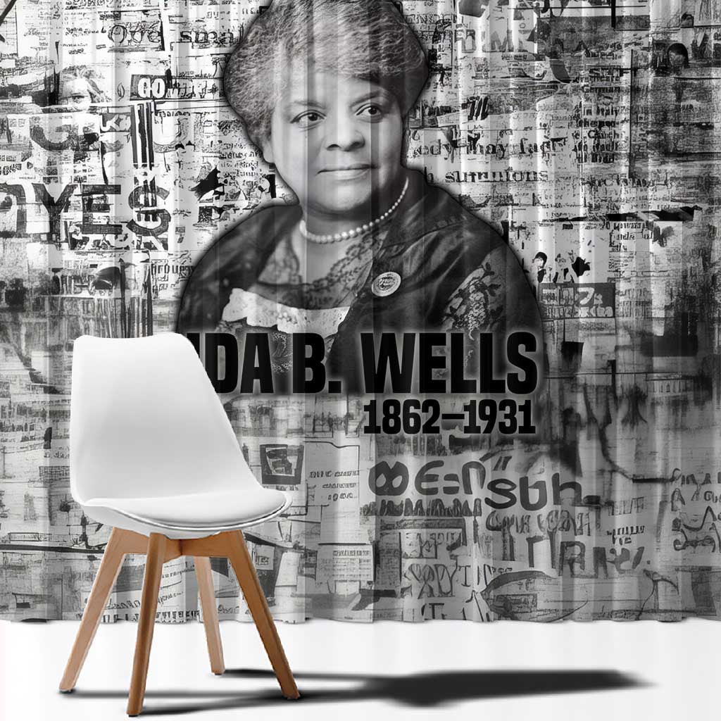 Ida B. Wells Window Curtain with Newspaper Collage Design Powerful Portrait Civil Rights and Free Press Tribute - African Pride