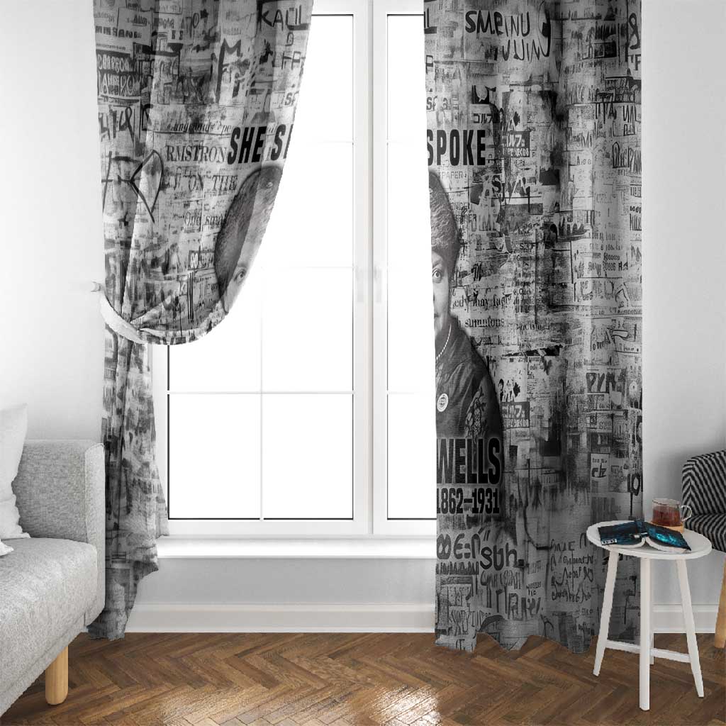 Ida B. Wells Window Curtain with Newspaper Collage Design Powerful Portrait Civil Rights and Free Press Tribute - African Pride