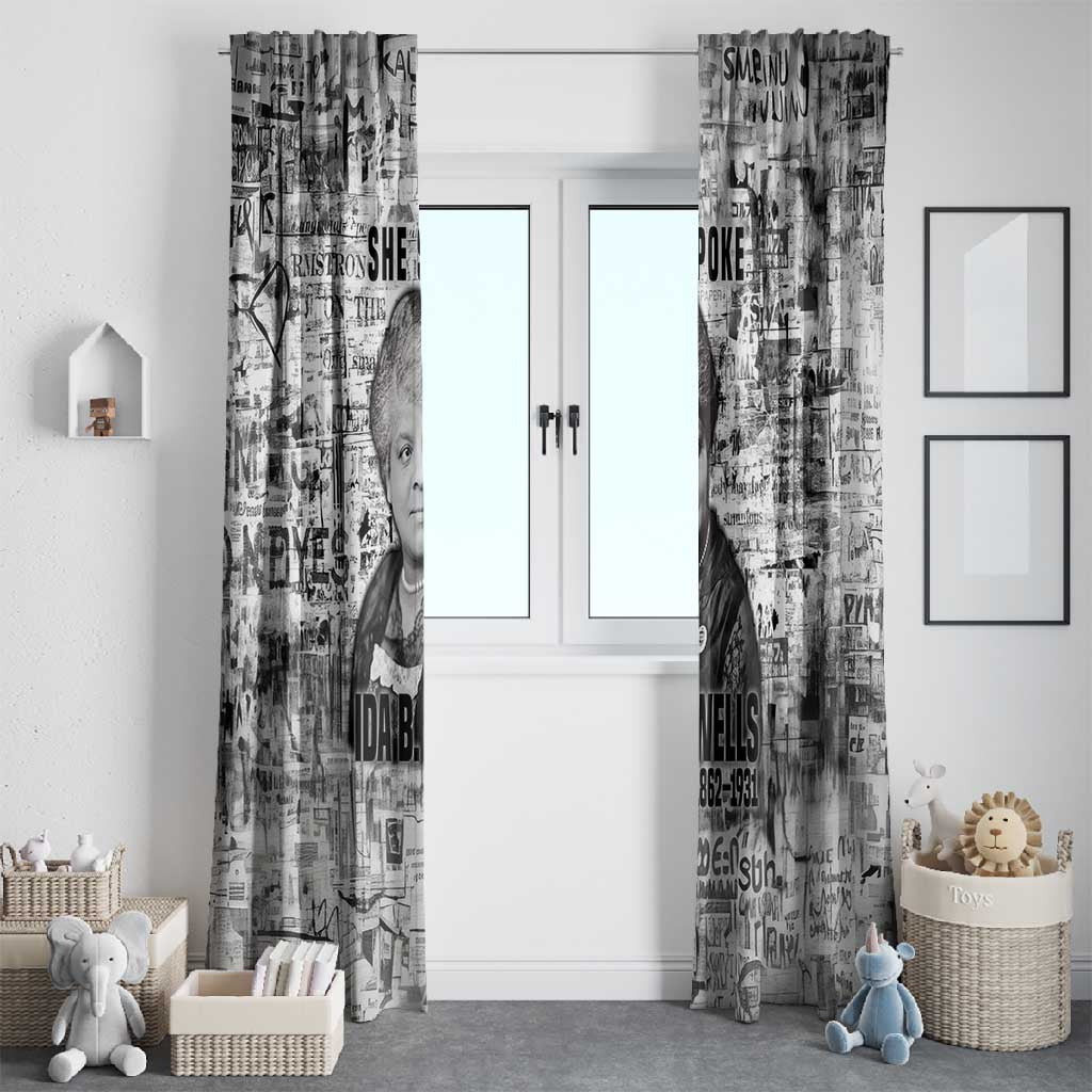 Ida B. Wells Window Curtain with Newspaper Collage Design Powerful Portrait Civil Rights and Free Press Tribute - African Pride