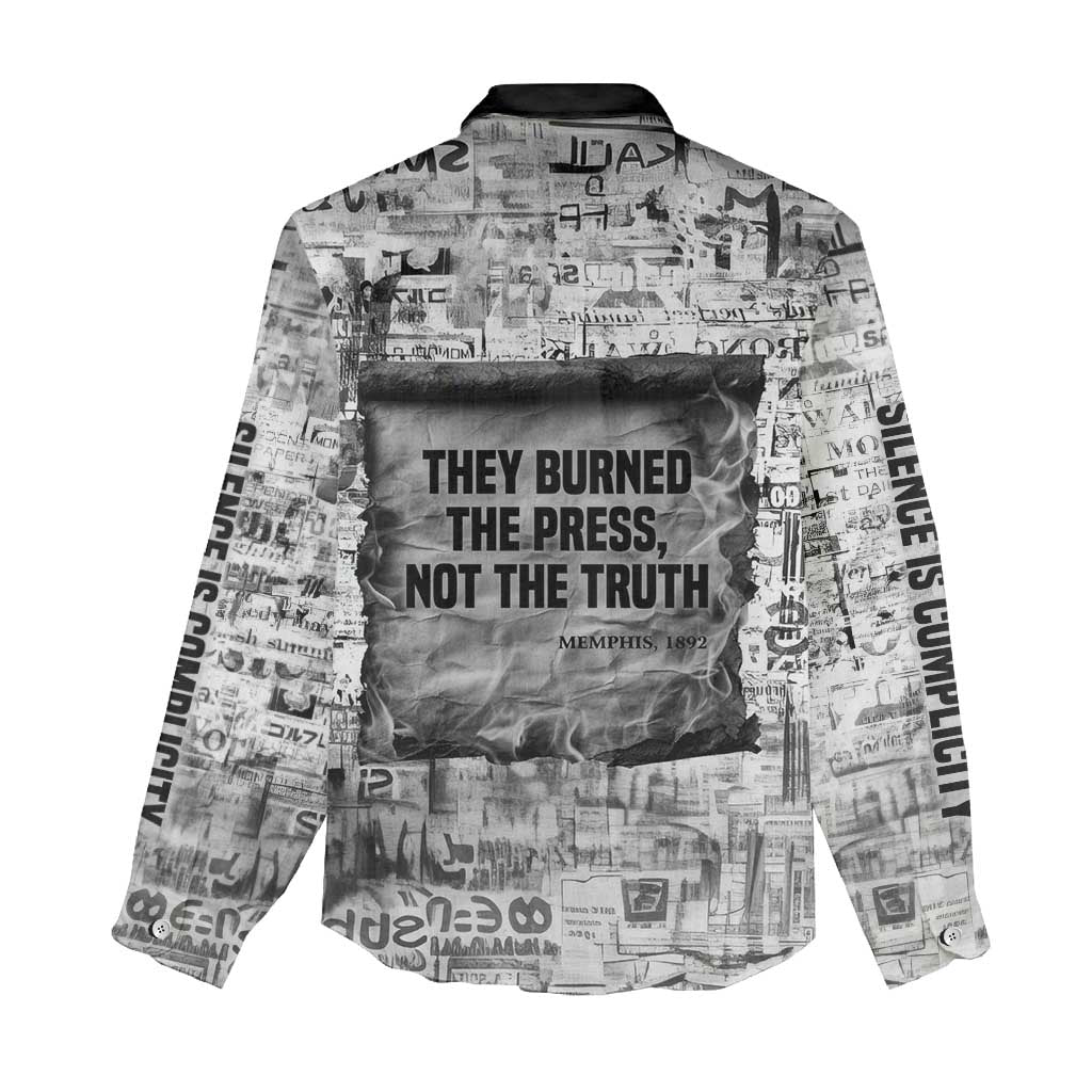 Ida B. Wells Women Casual Shirt with Newspaper Collage Design Powerful Portrait Civil Rights and Free Press Tribute - African Pride