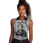 Ida B. Wells Women Sleeveless Polo Shirt with Newspaper Collage Design Powerful Portrait Civil Rights and Free Press Tribute - African Pride