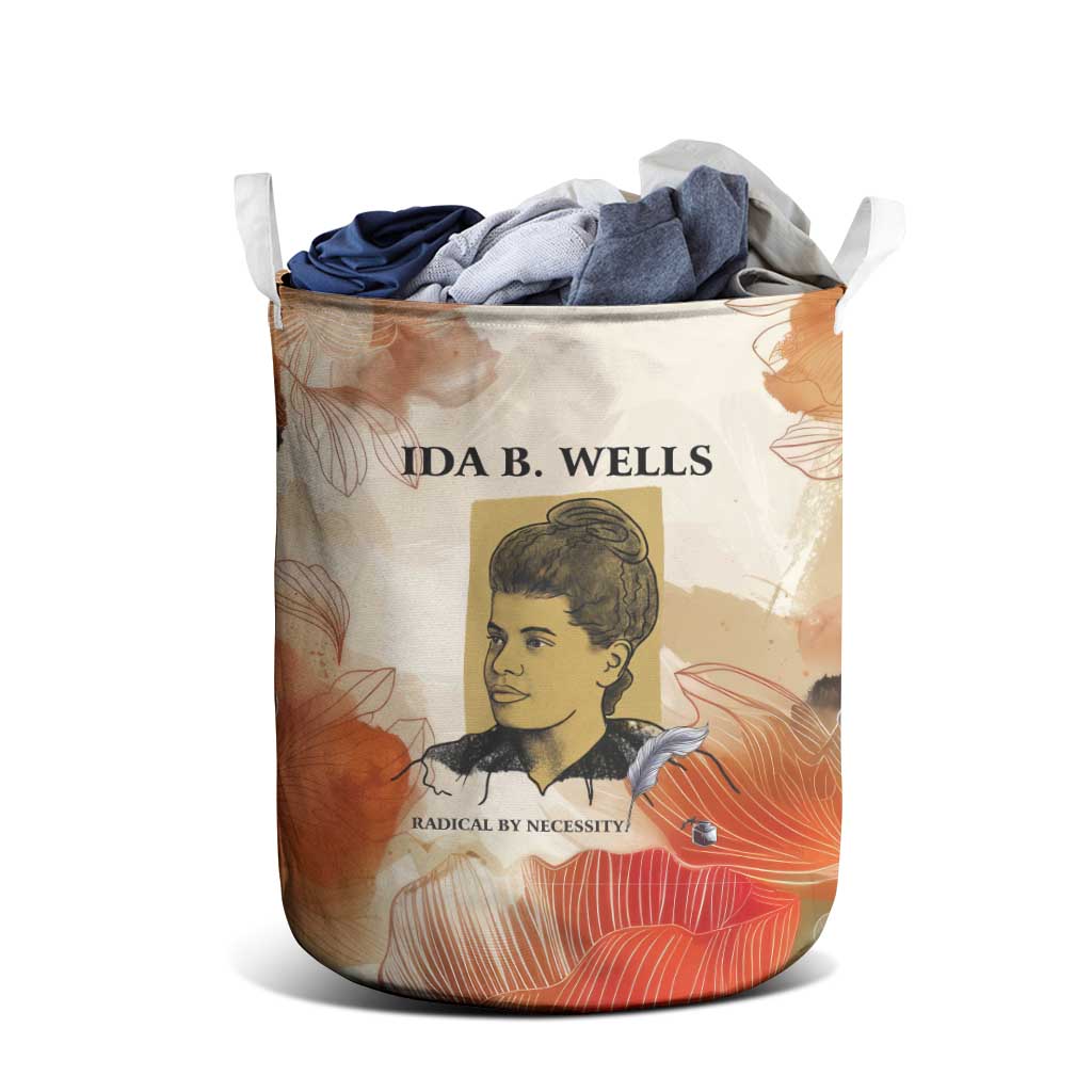 Ida B. Wells Laundry Basket with Floral Pen Design Illustrated Portrait Civil Rights and Journalism Tribute - African Pride