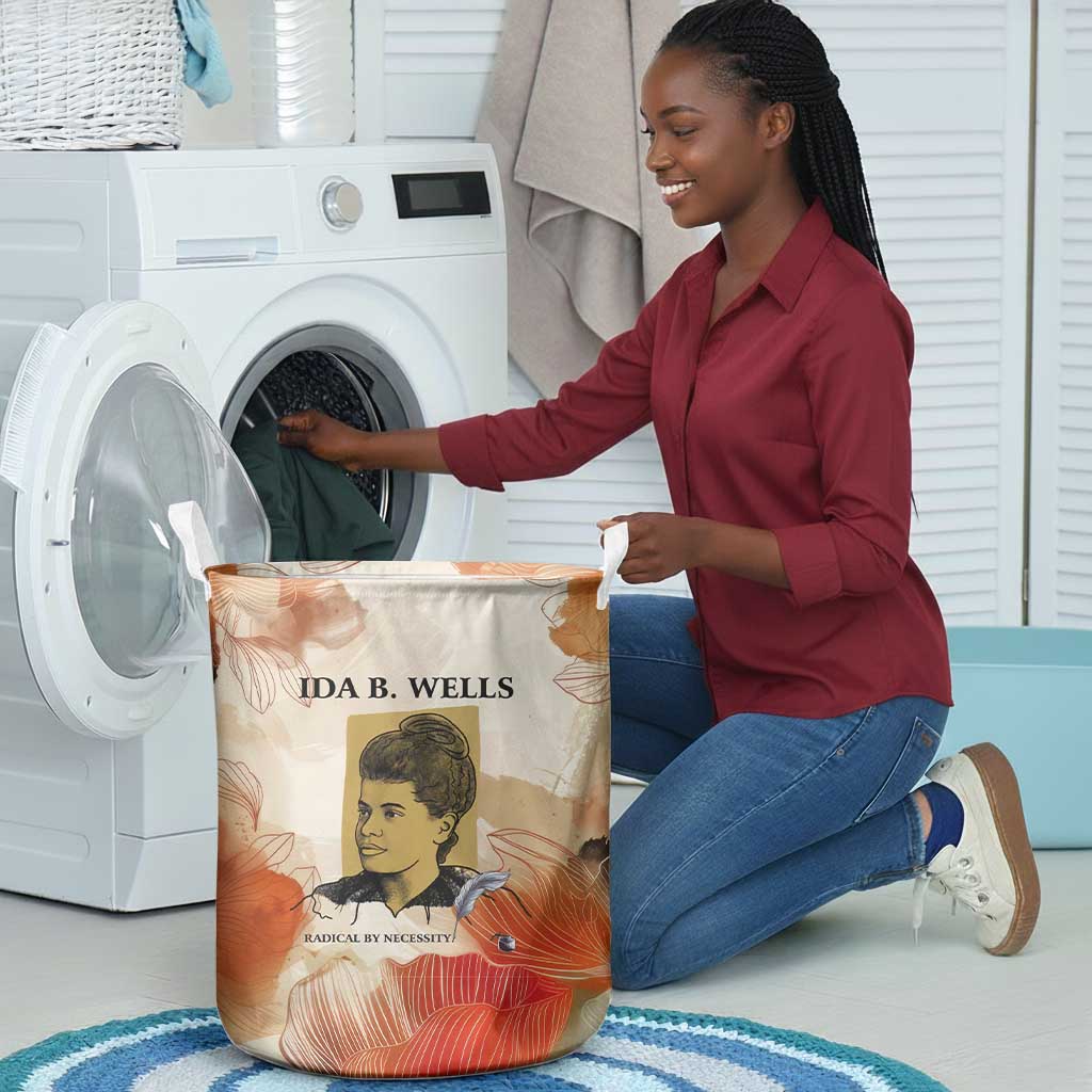 Ida B. Wells Laundry Basket with Floral Pen Design Illustrated Portrait Civil Rights and Journalism Tribute - African Pride