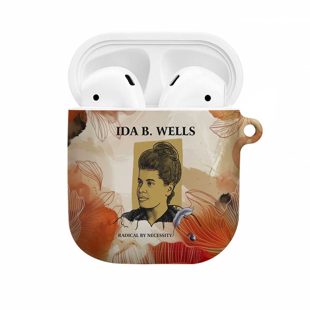 Ida B. Wells AirPods Case with Floral Pen Design Illustrated Portrait Civil Rights and Journalism Tribute - African Pride