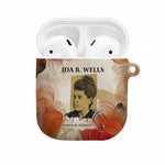 Ida B. Wells AirPods Case with Floral Pen Design Illustrated Portrait Civil Rights and Journalism Tribute - African Pride