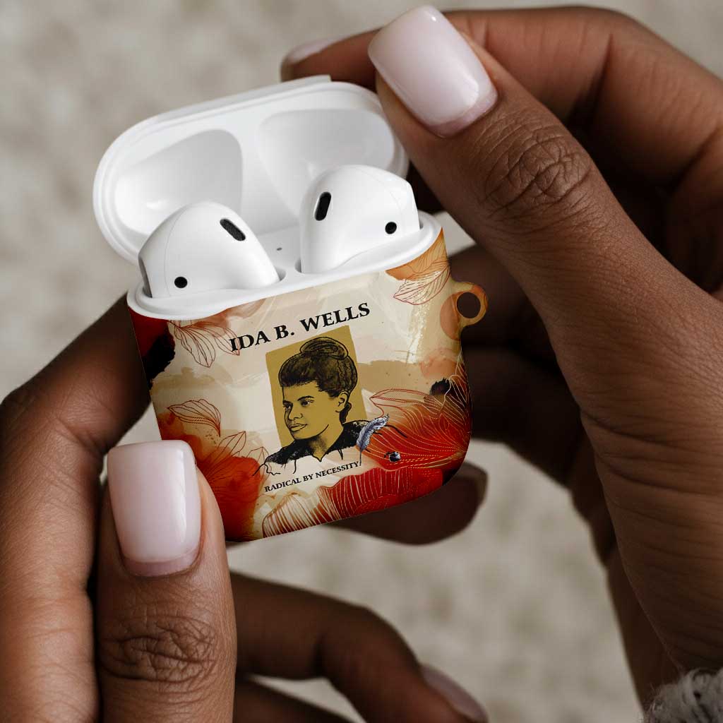 Ida B. Wells AirPods Case with Floral Pen Design Illustrated Portrait Civil Rights and Journalism Tribute - African Pride
