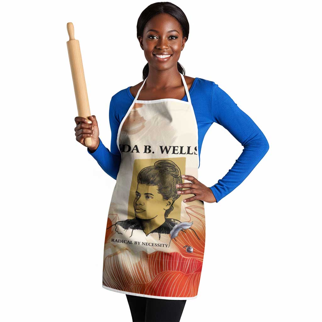 Ida B. Wells Apron with Floral Pen Design Illustrated Portrait Civil Rights and Journalism Tribute - African Pride