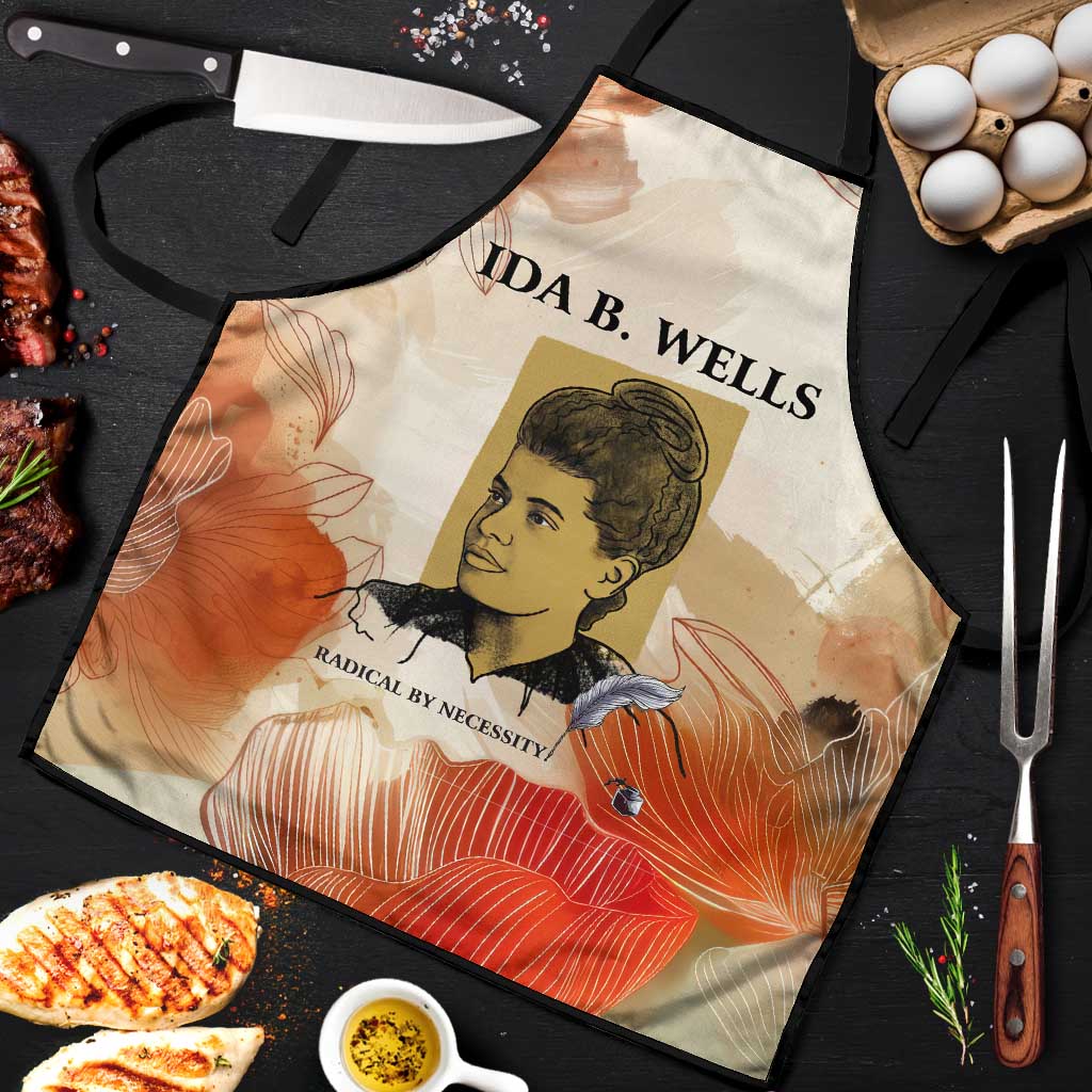 Ida B. Wells Apron with Floral Pen Design Illustrated Portrait Civil Rights and Journalism Tribute - African Pride