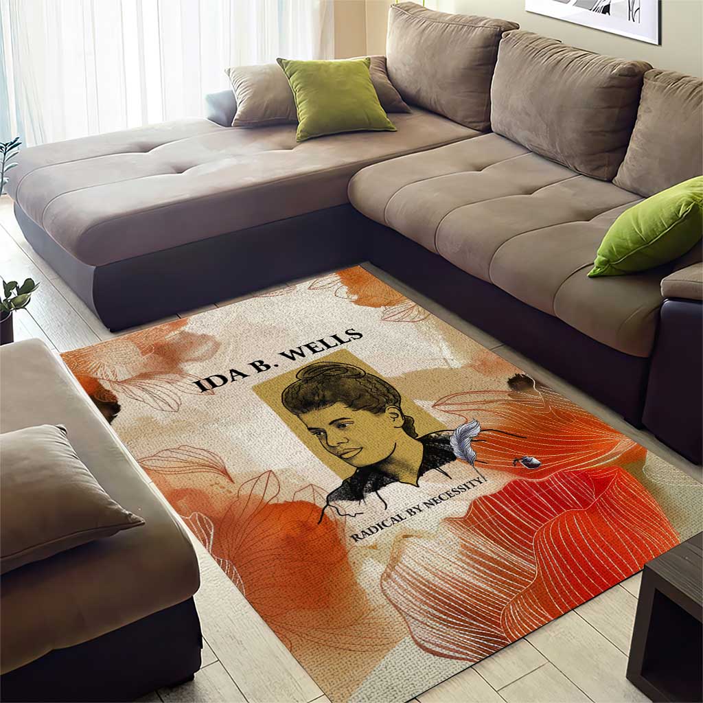 Ida B. Wells Area Rug with Floral Pen Design Illustrated Portrait Civil Rights and Journalism Tribute - African Pride